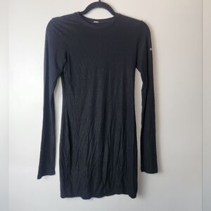 Alo Yoga Black Alosoft Ribbed Serene Long Sleeve Mini Dress​ S